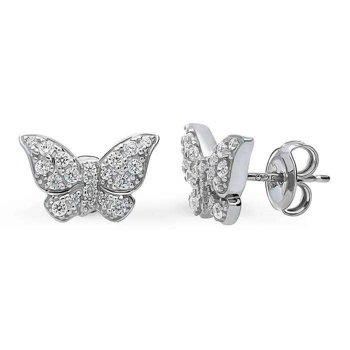Earrings BERRICLE Butterfly CZ Necklace and Earrings in Sterling Silver
