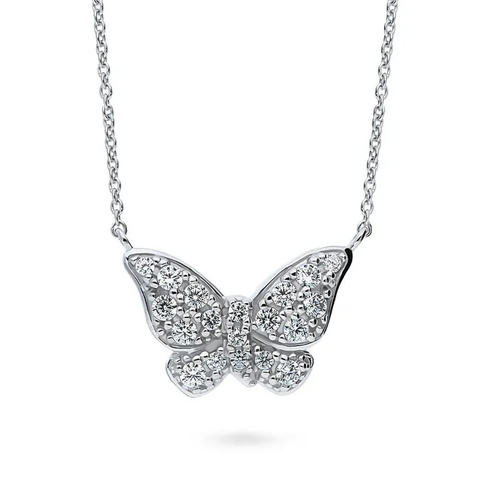 Earrings BERRICLE Butterfly CZ Necklace and Earrings in Sterling Silver