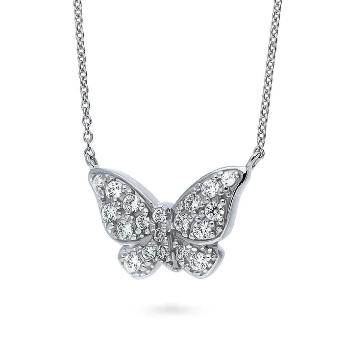 Earrings BERRICLE Butterfly CZ Necklace and Earrings in Sterling Silver