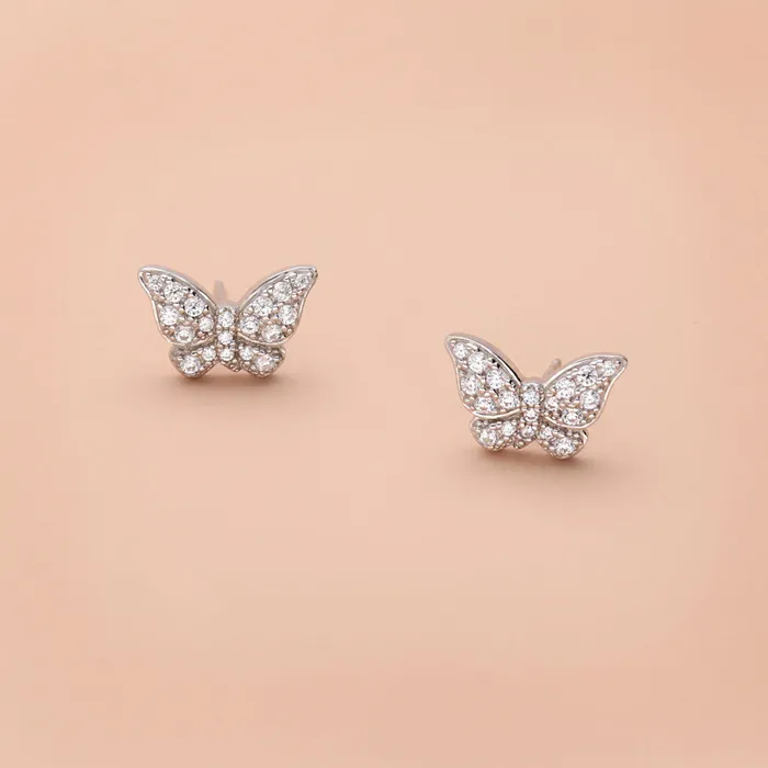 Earrings BERRICLE Butterfly CZ Necklace and Earrings in Sterling Silver