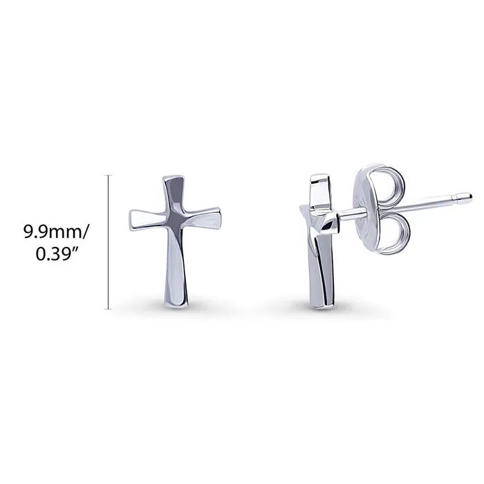 Earrings BERRICLE Cross Stud Earrings in Sterling Silver