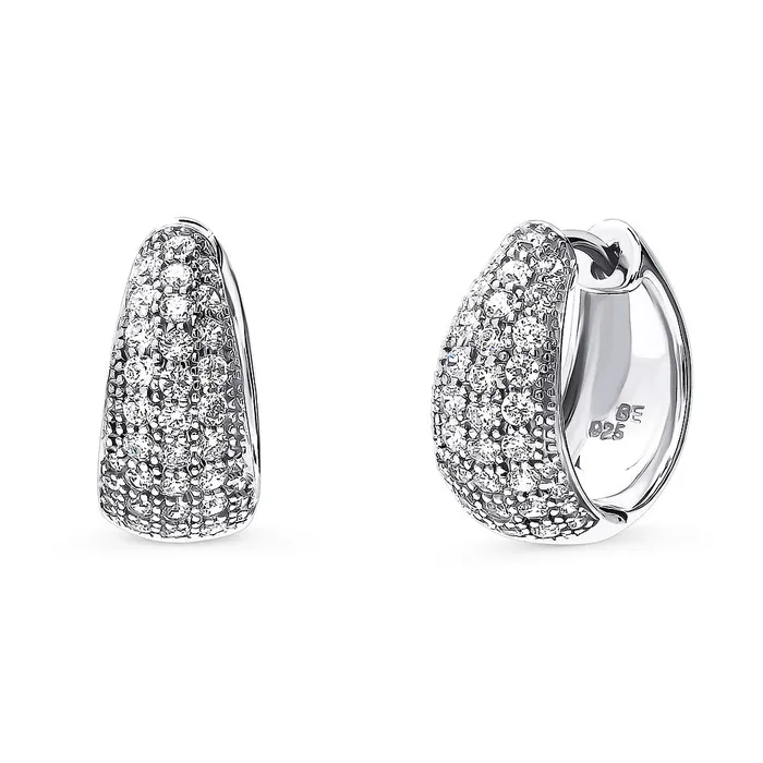 Earrings BERRICLE Dome CZ Small Huggie Earrings in Sterling Silver 055