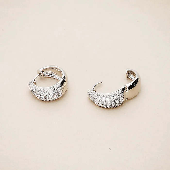 Earrings BERRICLE Dome CZ Small Huggie Earrings in Sterling Silver 055