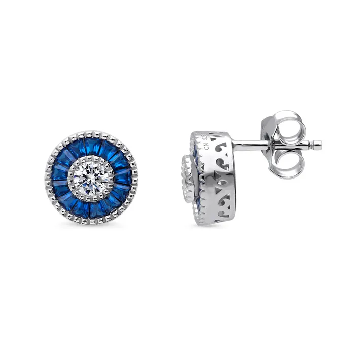 Earrings BERRICLE Halo Art Deco CZ Stud Earrings in Sterling Silver