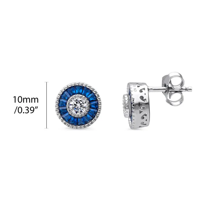Earrings BERRICLE Halo Art Deco CZ Stud Earrings in Sterling Silver