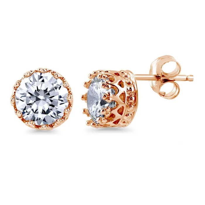 Earrings BERRICLE Solitaire 16ct Crown Set CZ Stud Earrings in Sterling Silver