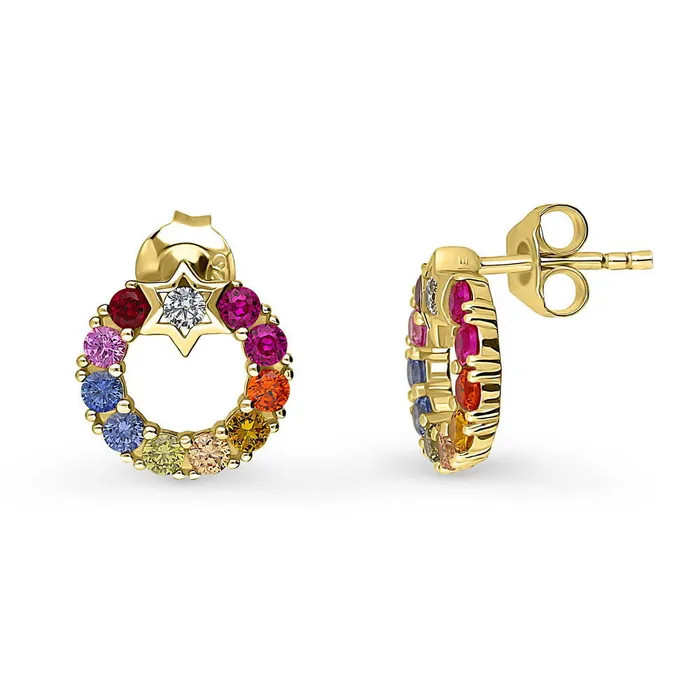 Earrings BERRICLE Star Wreath CZ Stud Earrings in Gold Flashed Sterling Silver