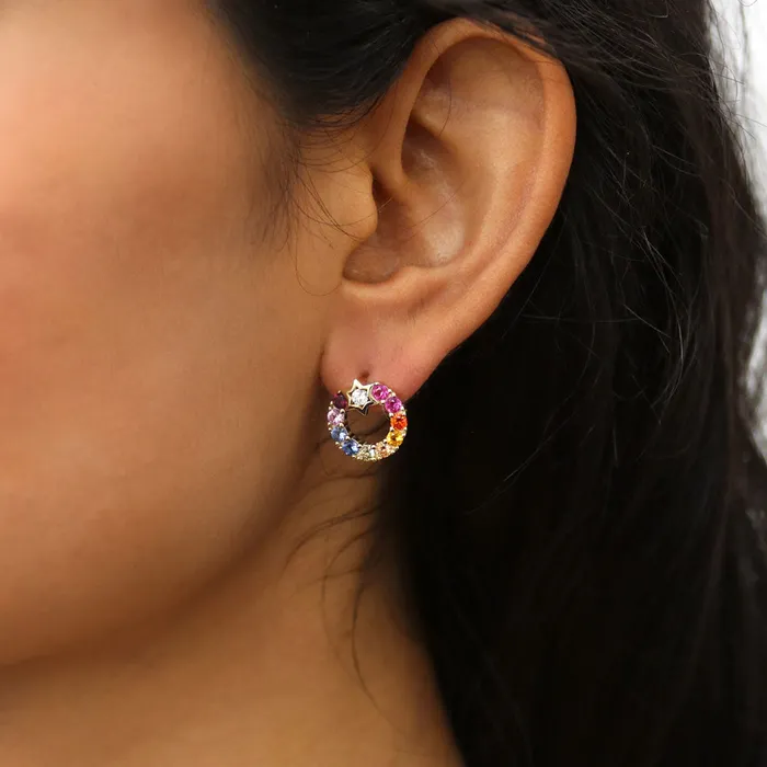 Earrings BERRICLE Star Wreath CZ Stud Earrings in Gold Flashed Sterling Silver