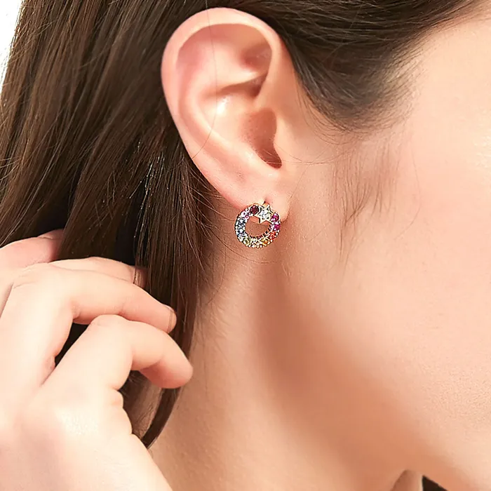 Earrings BERRICLE Star Wreath CZ Stud Earrings in Gold Flashed Sterling Silver