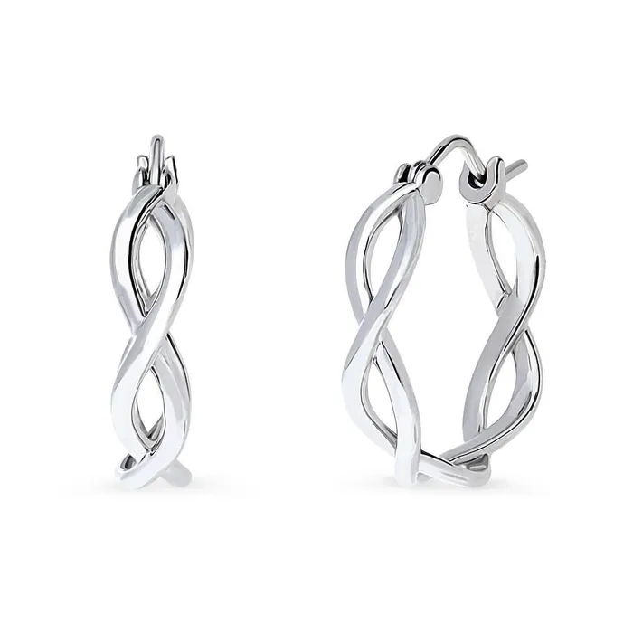 Earrings BERRICLE Woven Medium Hoop Earrings in Sterling Silver 08