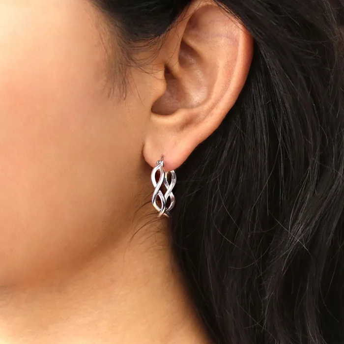Earrings BERRICLE Woven Medium Hoop Earrings in Sterling Silver 08