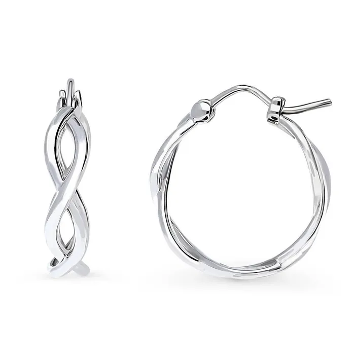 Earrings BERRICLE Woven Medium Hoop Earrings in Sterling Silver 08