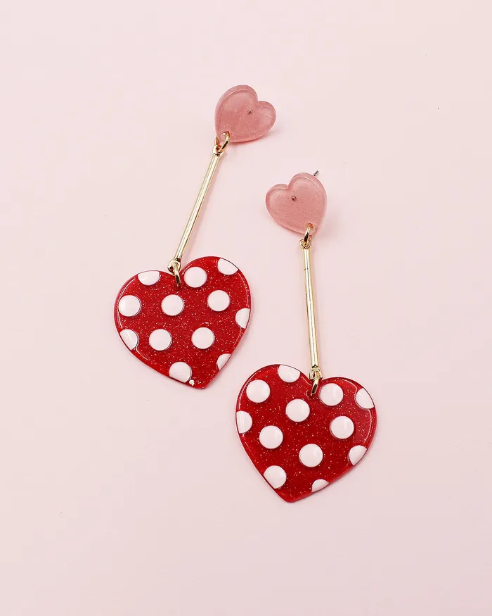 Earrings CHECK2024 Golden Bar Drop Heart Earrings