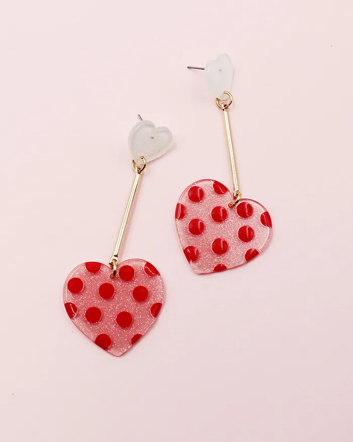Earrings CHECK2024 Golden Bar Drop Heart Earrings
