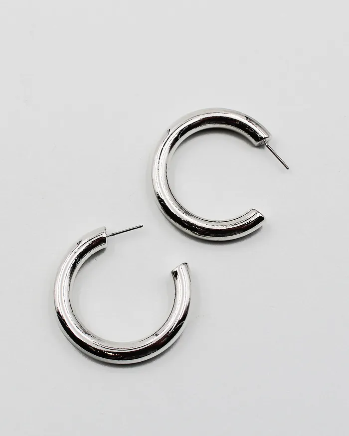 Earrings check050322 40mm Shiny Metal Hoop Earrings