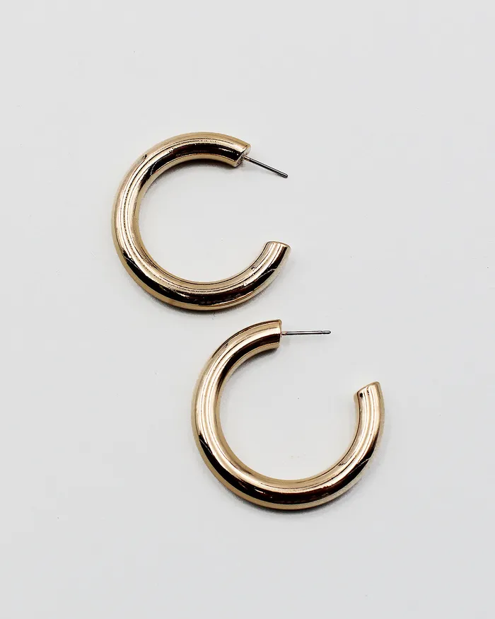 Earrings check050322 40mm Shiny Metal Hoop Earrings