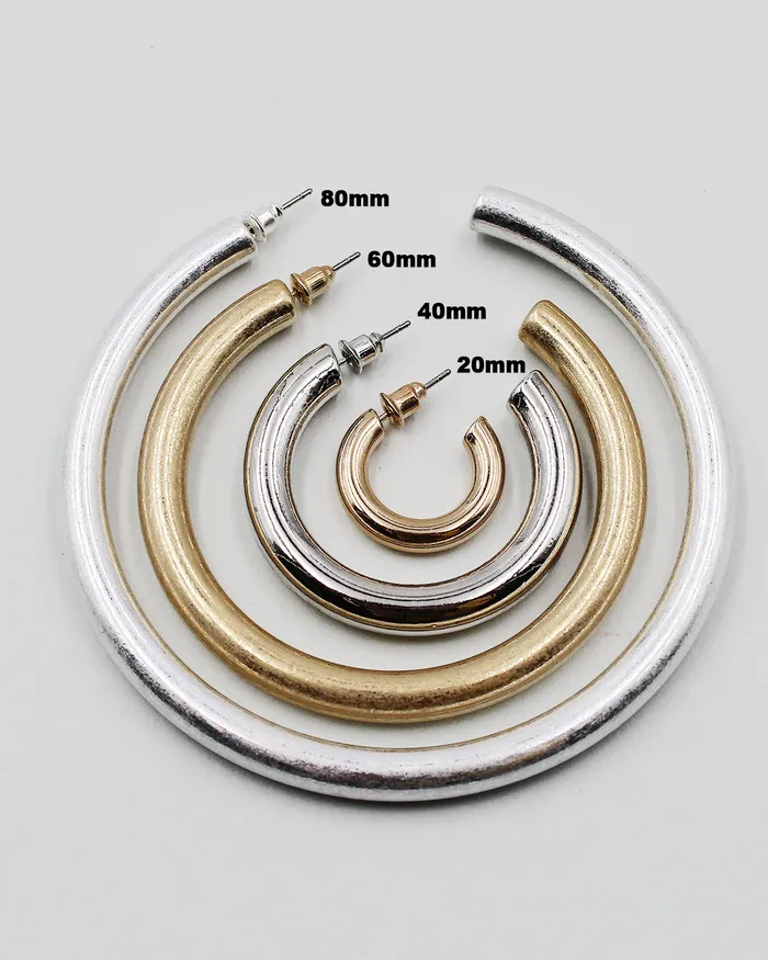 Earrings check050322 40mm Shiny Metal Hoop Earrings