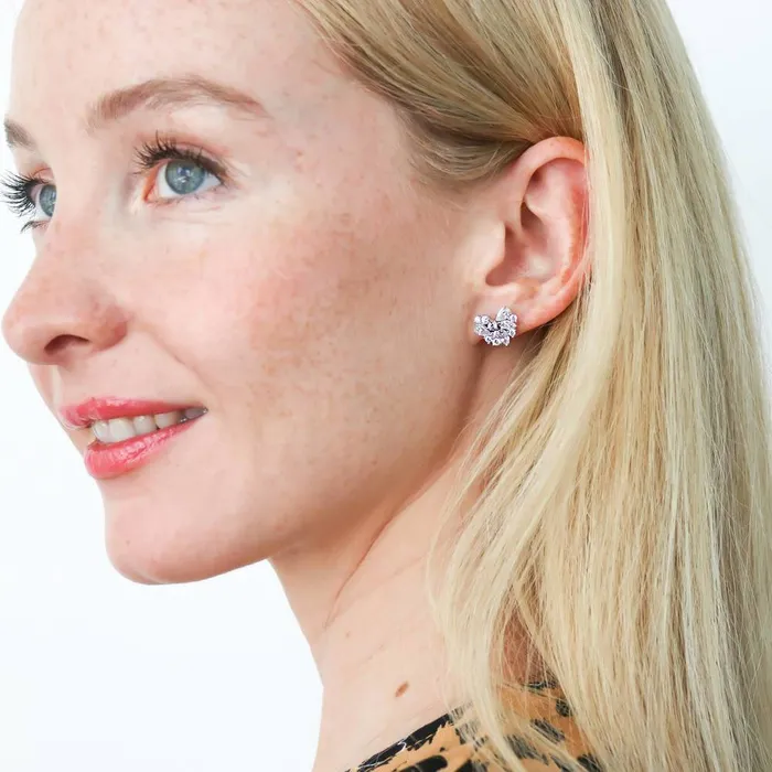 Earrings Cluster Heart CZ Stud Earrings in Sterling Silver BERRICLE