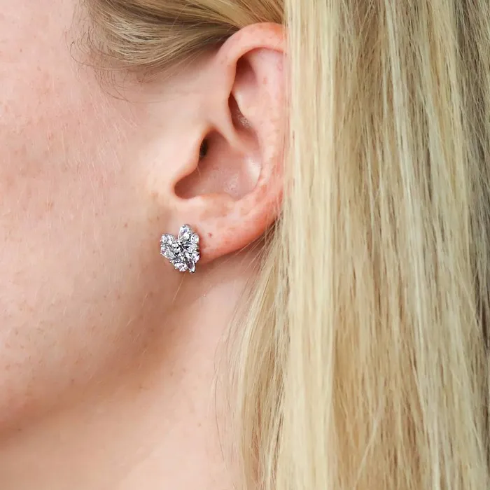 Earrings Cluster Heart CZ Stud Earrings in Sterling Silver BERRICLE