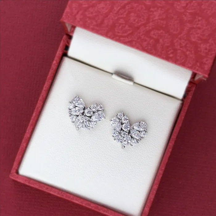 Earrings Cluster Heart CZ Stud Earrings in Sterling Silver BERRICLE