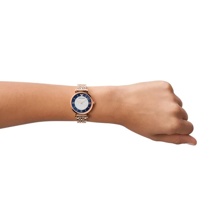 Earrings Emporio Armani Emporio Armani Womens TwoHand Rose GoldTone Stainless Steel Watch