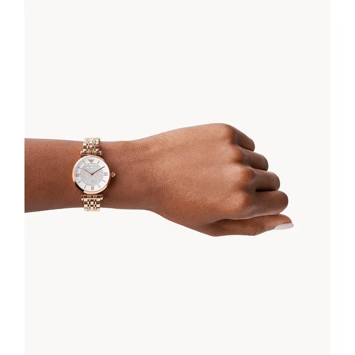 Earrings Emporio Armani Emporio Armani Womens TwoHand Rose GoldTone Stainless Steel Watch