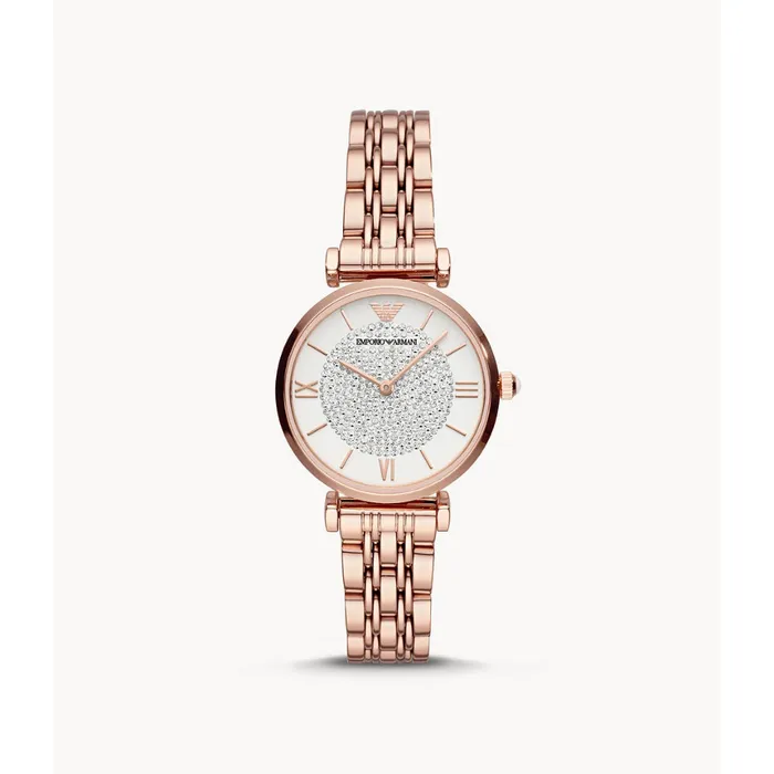 Earrings Emporio Armani Emporio Armani Womens TwoHand Rose GoldTone Stainless Steel Watch