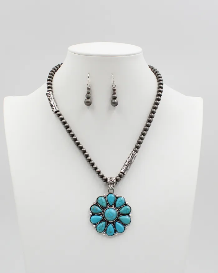 Earrings FEB2025 Rustic Flower Necklace and Earrings Set
