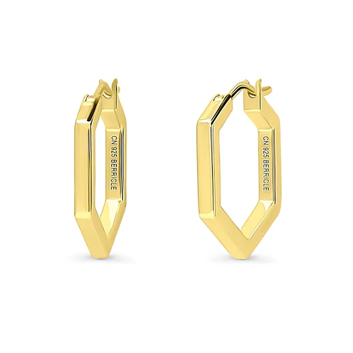 Earrings Hexagon Medium Hoop Earrings in Sterling Silver 079 BERRICLE