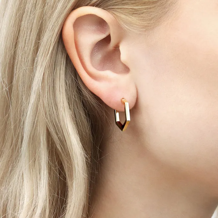 Earrings Hexagon Medium Hoop Earrings in Sterling Silver 079 BERRICLE