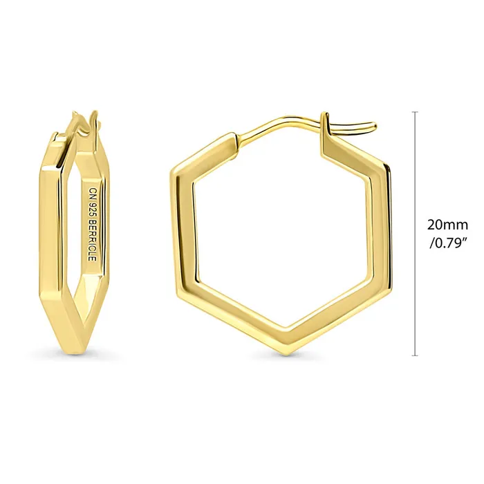 Earrings Hexagon Medium Hoop Earrings in Sterling Silver 079 BERRICLE