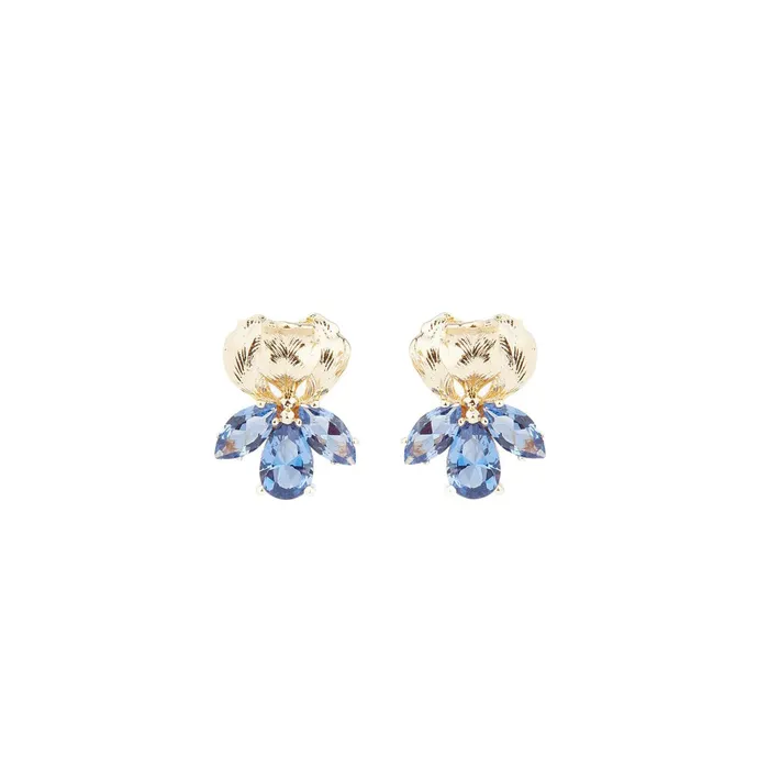 Earrings Les Nereides Les Nereides Gold Iris And Blue Crystal Post Earrings