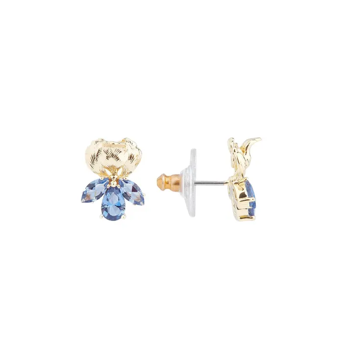 Earrings Les Nereides Les Nereides Gold Iris And Blue Crystal Post Earrings