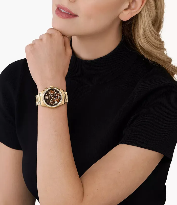 Earrings Michael Kors Michael Kors Lexington Lux Chronograph Ladies GoldTone Stainless Steel Watch