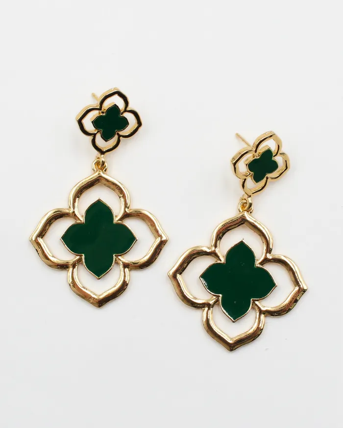 Earrings NOV2024 Green Four Leaf Clover Dangle Earrings