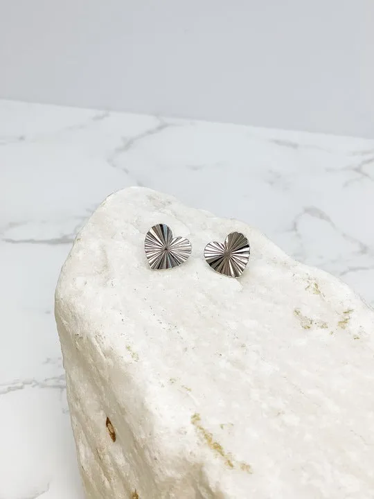 Earrings Prep Obsessed CNC Textured Heart Stud Earrings Silver