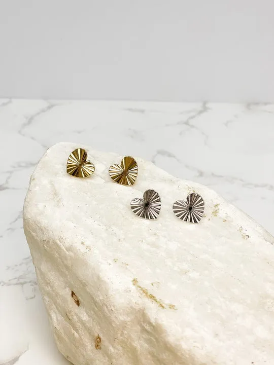 Earrings Prep Obsessed CNC Textured Heart Stud Earrings Silver