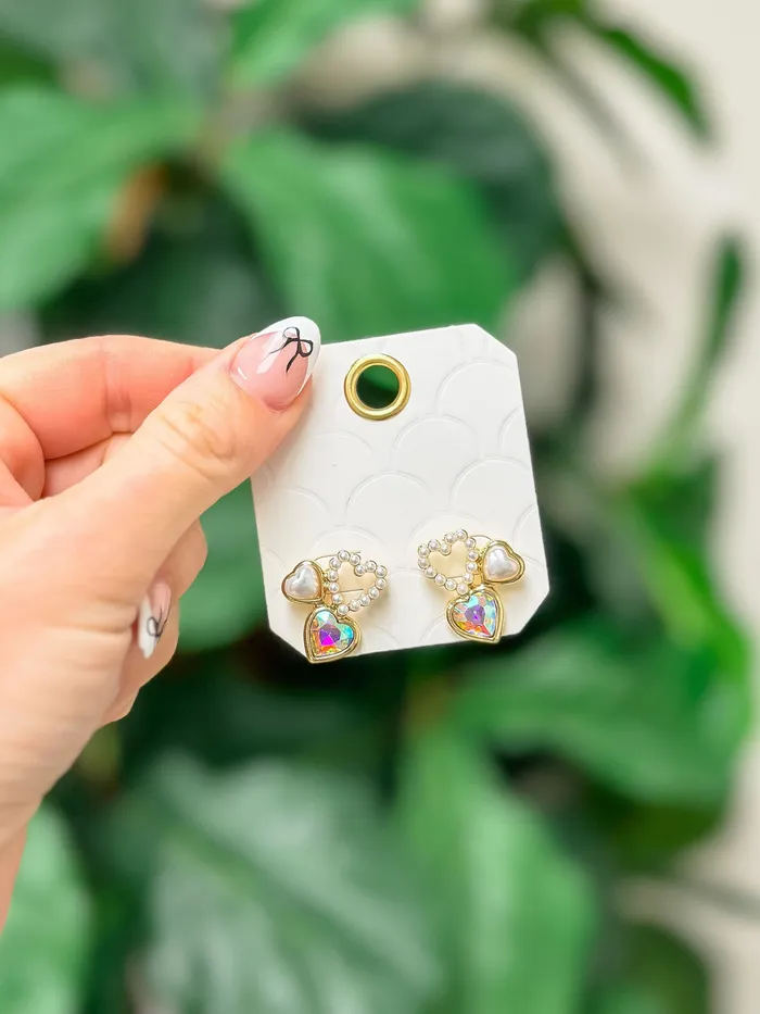 Earrings Prep Obsessed FP Heart Trio Stud Earrings White