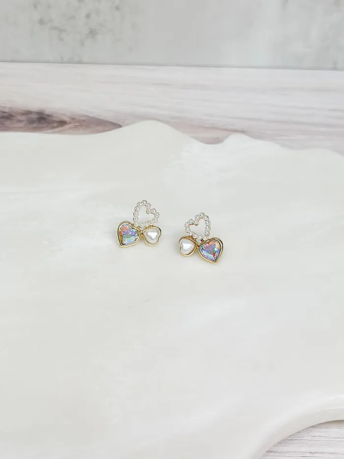 Earrings Prep Obsessed FP Heart Trio Stud Earrings White