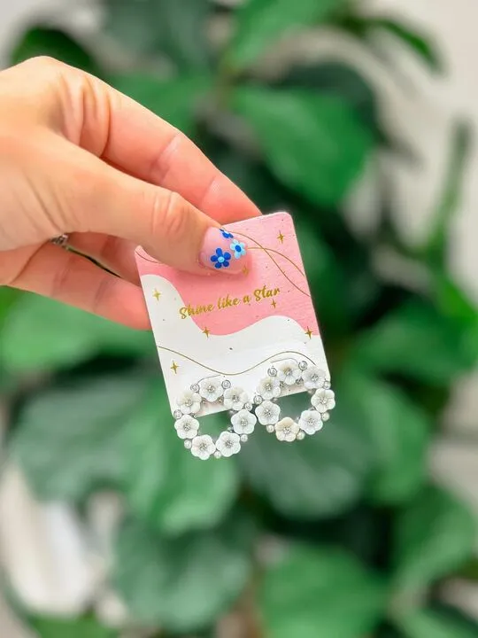 Earrings Prep Obsessed PR Mother of Pearl Flower Stud Earrings Silver