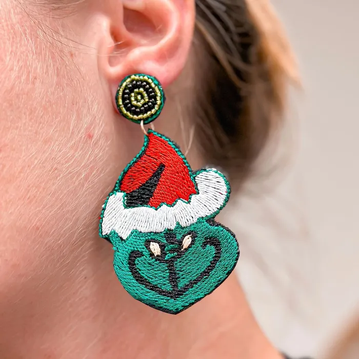 Earrings Prep Obsessed WT Christmas Cartoon Beaded Dangle Earrings