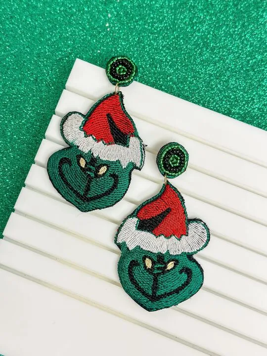 Earrings Prep Obsessed WT Christmas Cartoon Beaded Dangle Earrings