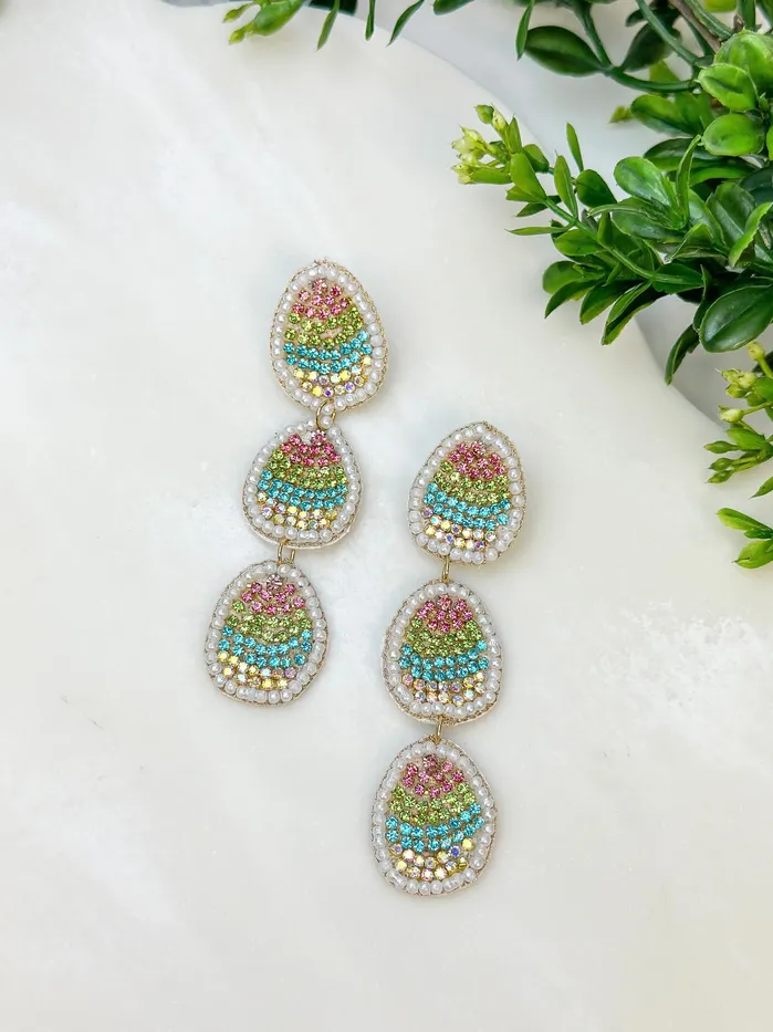 Earrings Rhinestone Easter Egg Dangle Earrings Prep Obsesed PR