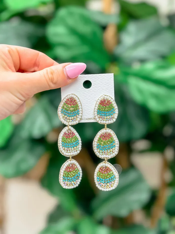 Earrings Rhinestone Easter Egg Dangle Earrings Prep Obsesed PR