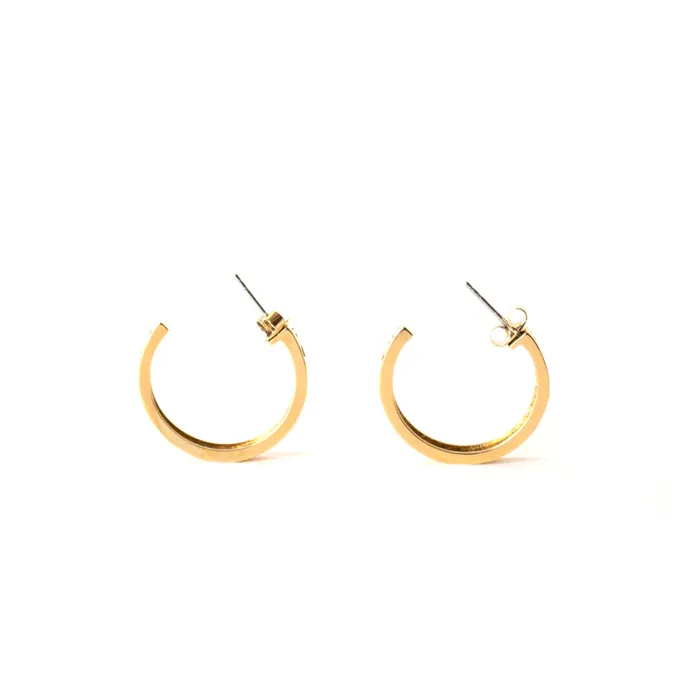 Earrings Rochas Rochas Ladies Fashion Accessories Earrings Full Gold Plated With Circle Design And Logo
