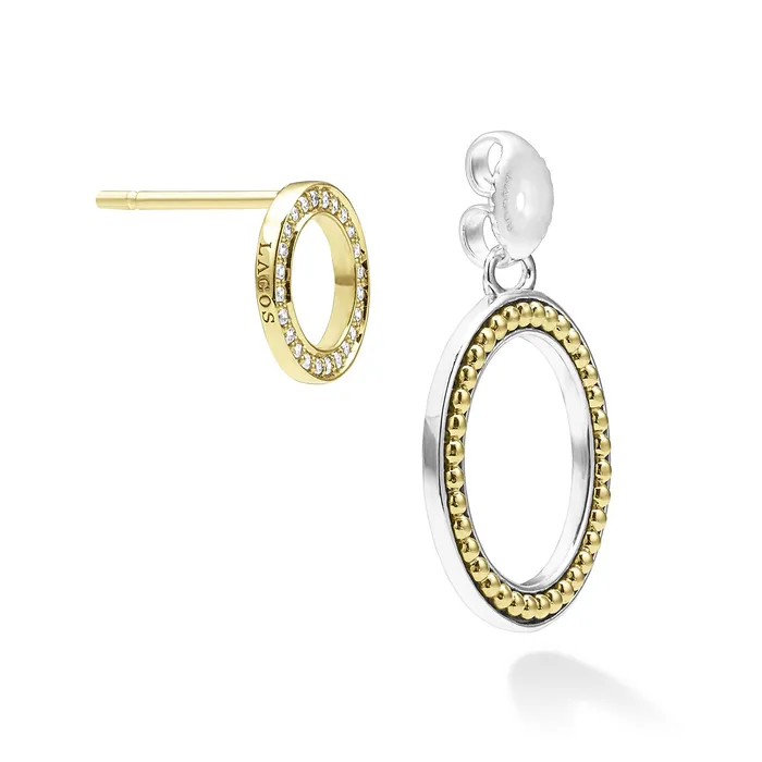 Earrings Signature Caviar Double Circle Diamond Drop Earrings LAGOS