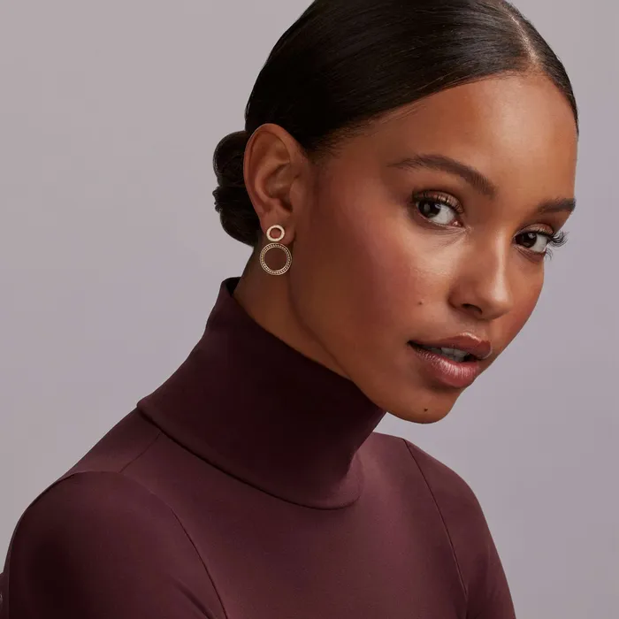 Earrings Signature Caviar Double Circle Diamond Drop Earrings LAGOS