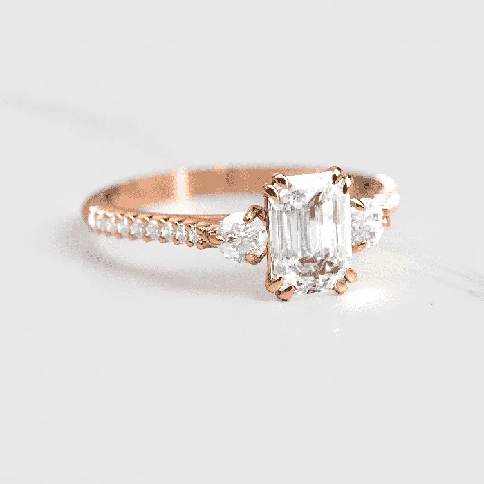 Emerald cut moissanite engagement ring Capucinne Rings