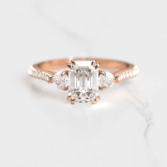 Emerald cut moissanite engagement ring Capucinne Rings