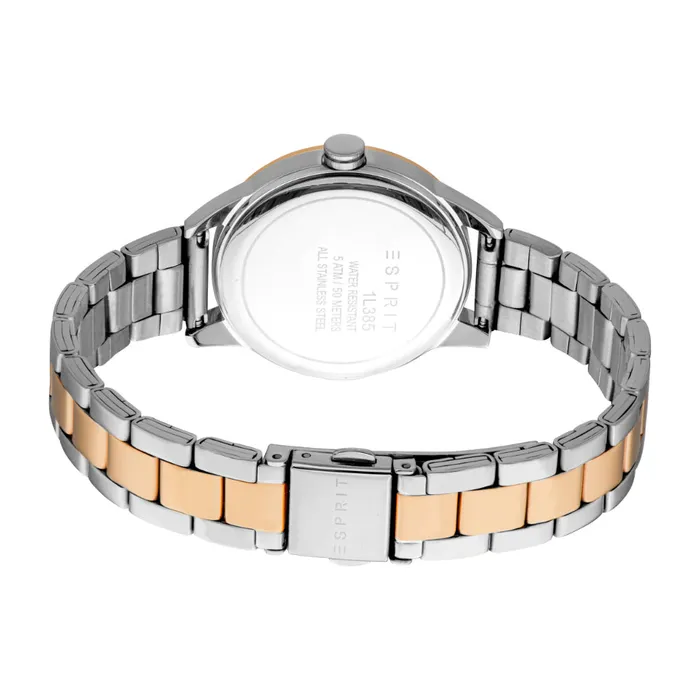 ESPRIT Womens Two Tone Silver and Rose Gold Watch with MOP Dial and Metal Bracelet Esprit Bracelets
